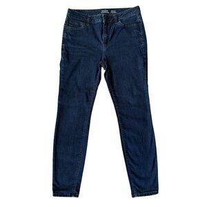 Amazon Essentials skinny dark wash five pocket button zip stretchy jeans 4 short